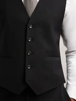 Reiss Promise Wool-Blend Tailored-Fit Waistcoat Black New