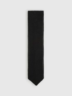 Reiss Punto Silk Knitted Tie Black Hot