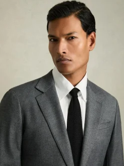 Reiss Punto Silk Knitted Tie Black Hot