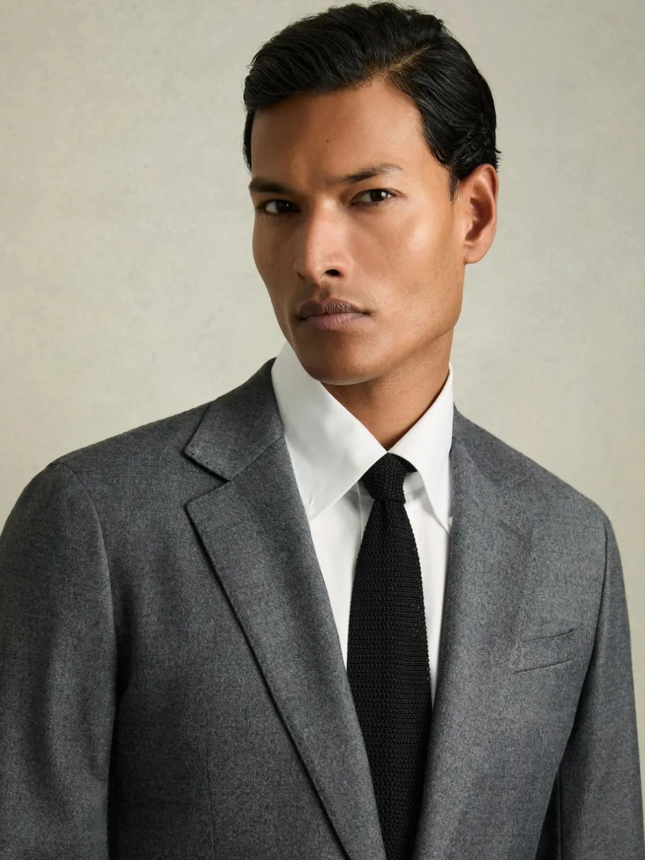 Reiss Punto Silk Knitted Tie Black Hot