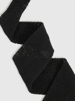 Reiss Punto Silk Knitted Tie Black Hot