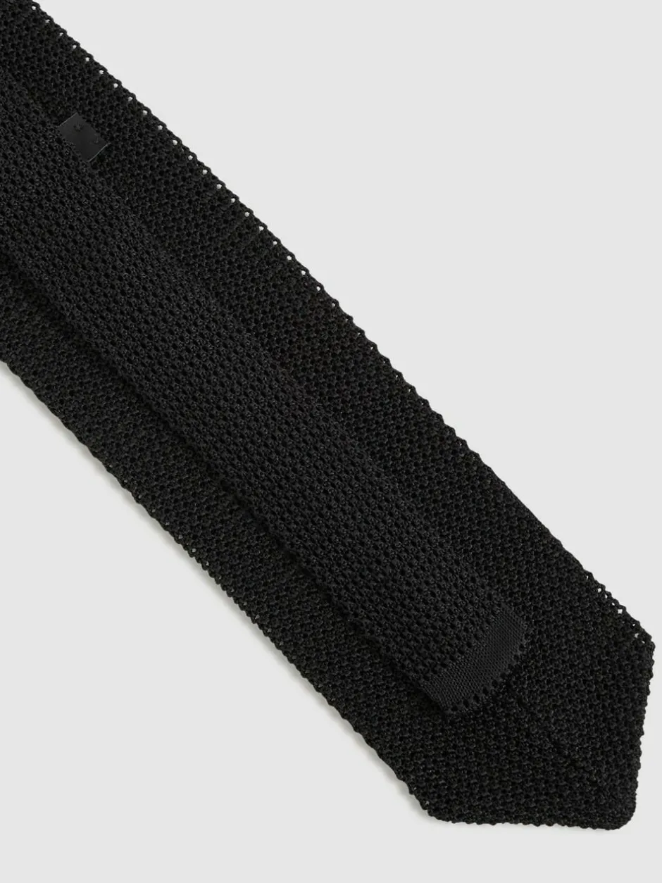 Reiss Punto Silk Knitted Tie Black Hot