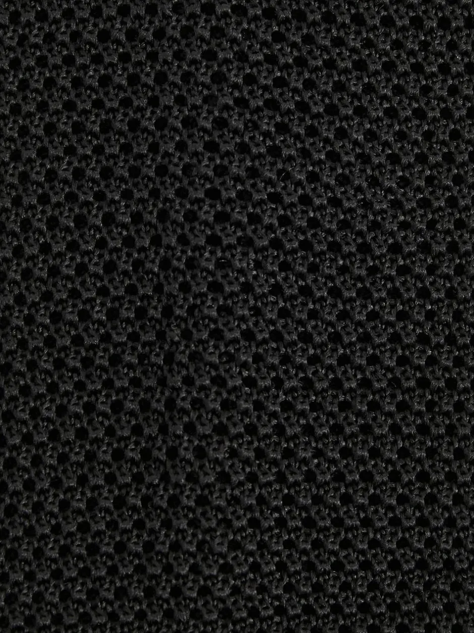 Reiss Punto Silk Knitted Tie Black Hot
