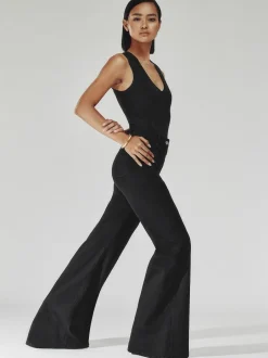 Reiss Black Sakura Patch-Pocket Flared Jeans Hot