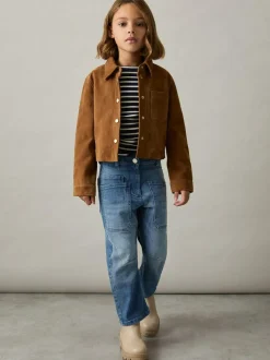 Reiss Blue Brady 9-13 yrs Barrel-Leg Patch-Pocket Jeans Clearance