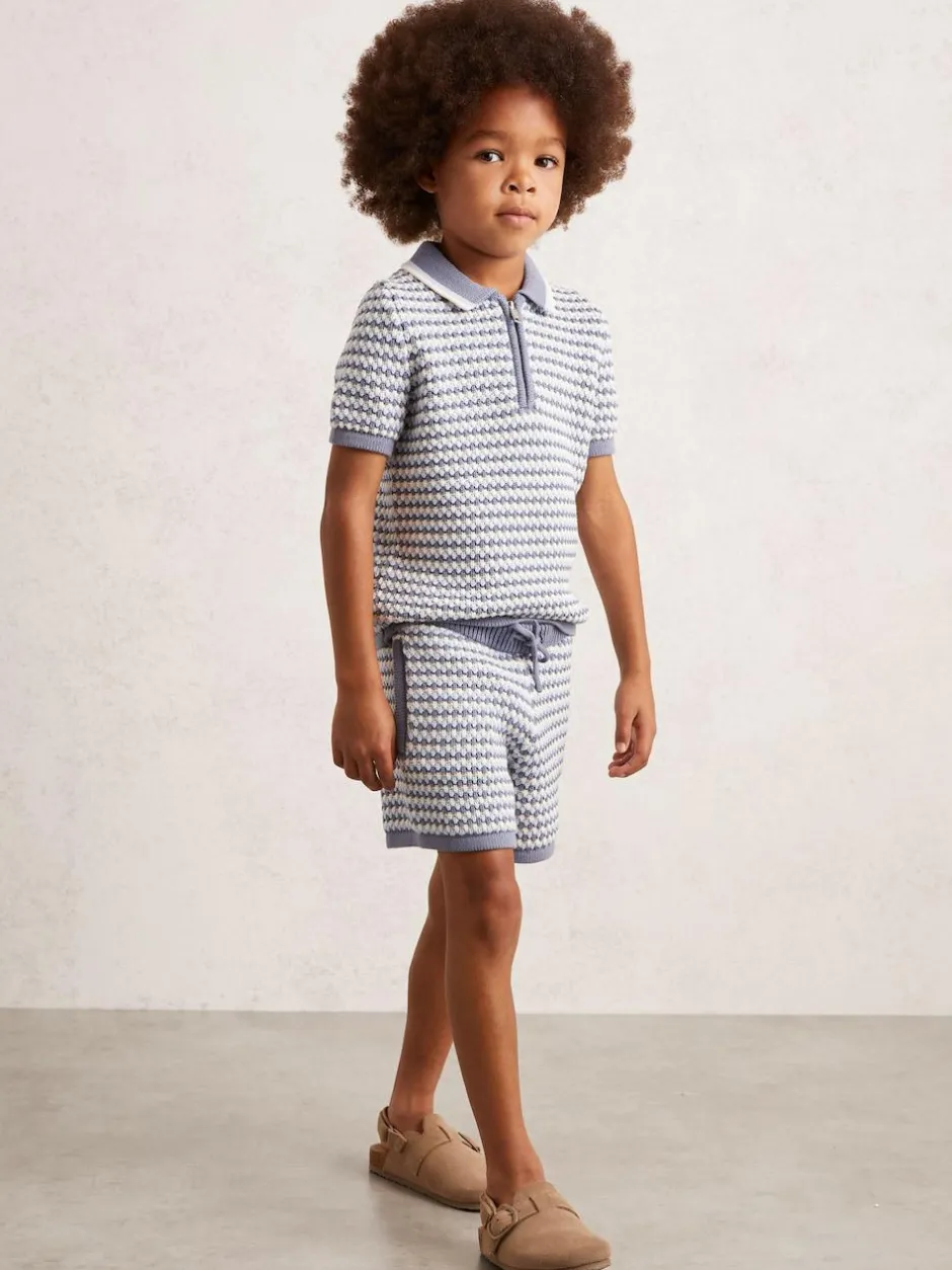 Reiss Blue/White Peter 3-9 yrs Cotton-Blend Knitted Stripe Shorts Sale