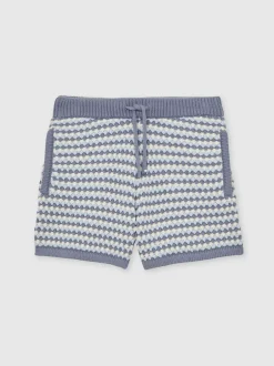 Reiss Blue/White Peter 3-9 yrs Cotton-Blend Knitted Stripe Shorts Sale