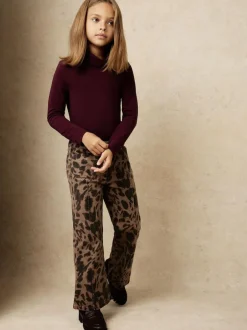 Reiss Brown Wilma 9-13 yrs Leopard-Print Flared Jeans Sale