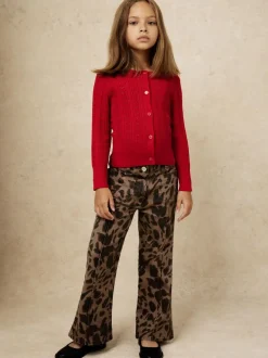 Reiss Brown Wilma 9-13 yrs Leopard-Print Flared Jeans Sale