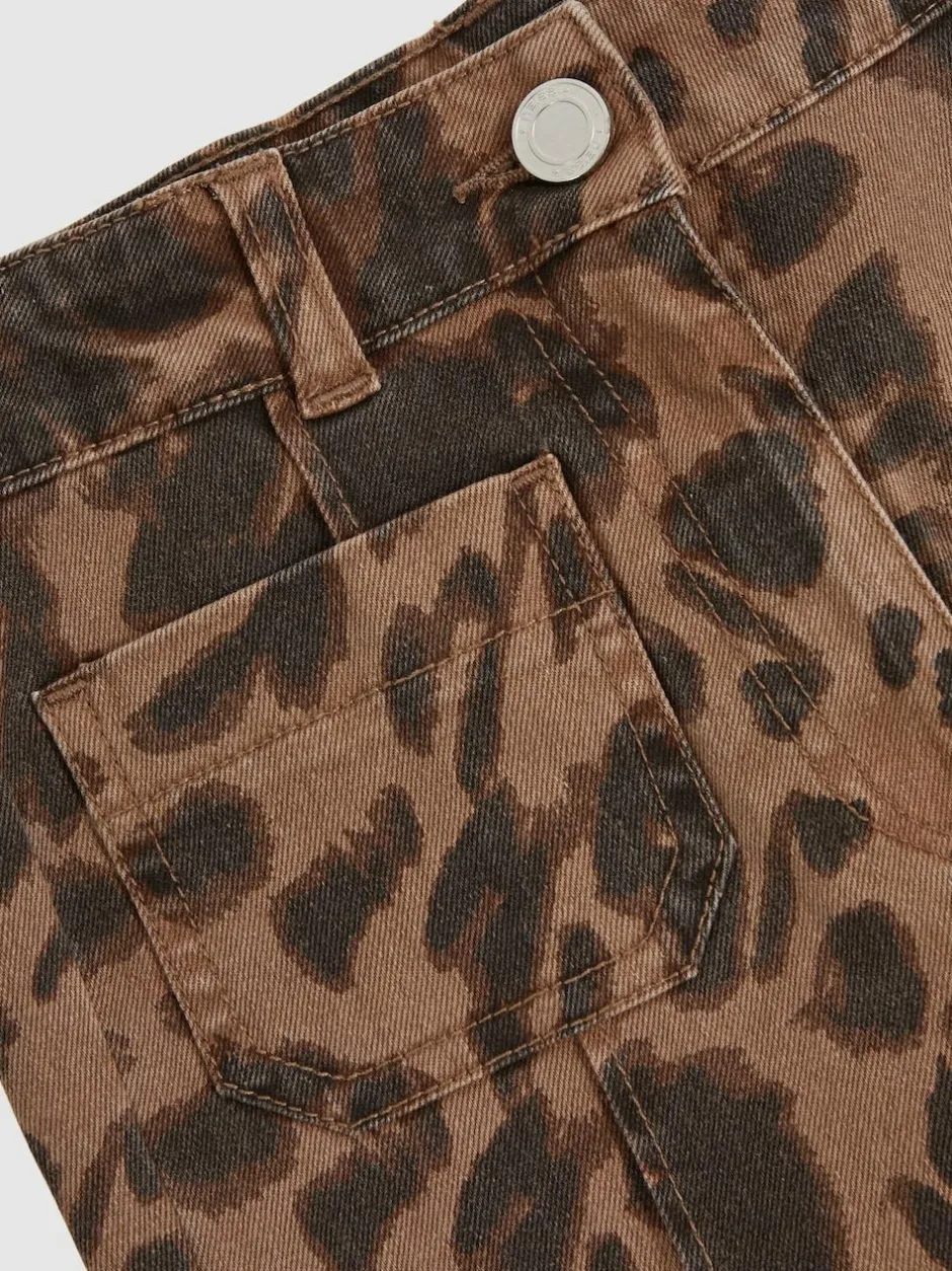 Reiss Brown Wilma 9-13 yrs Leopard-Print Flared Jeans Sale