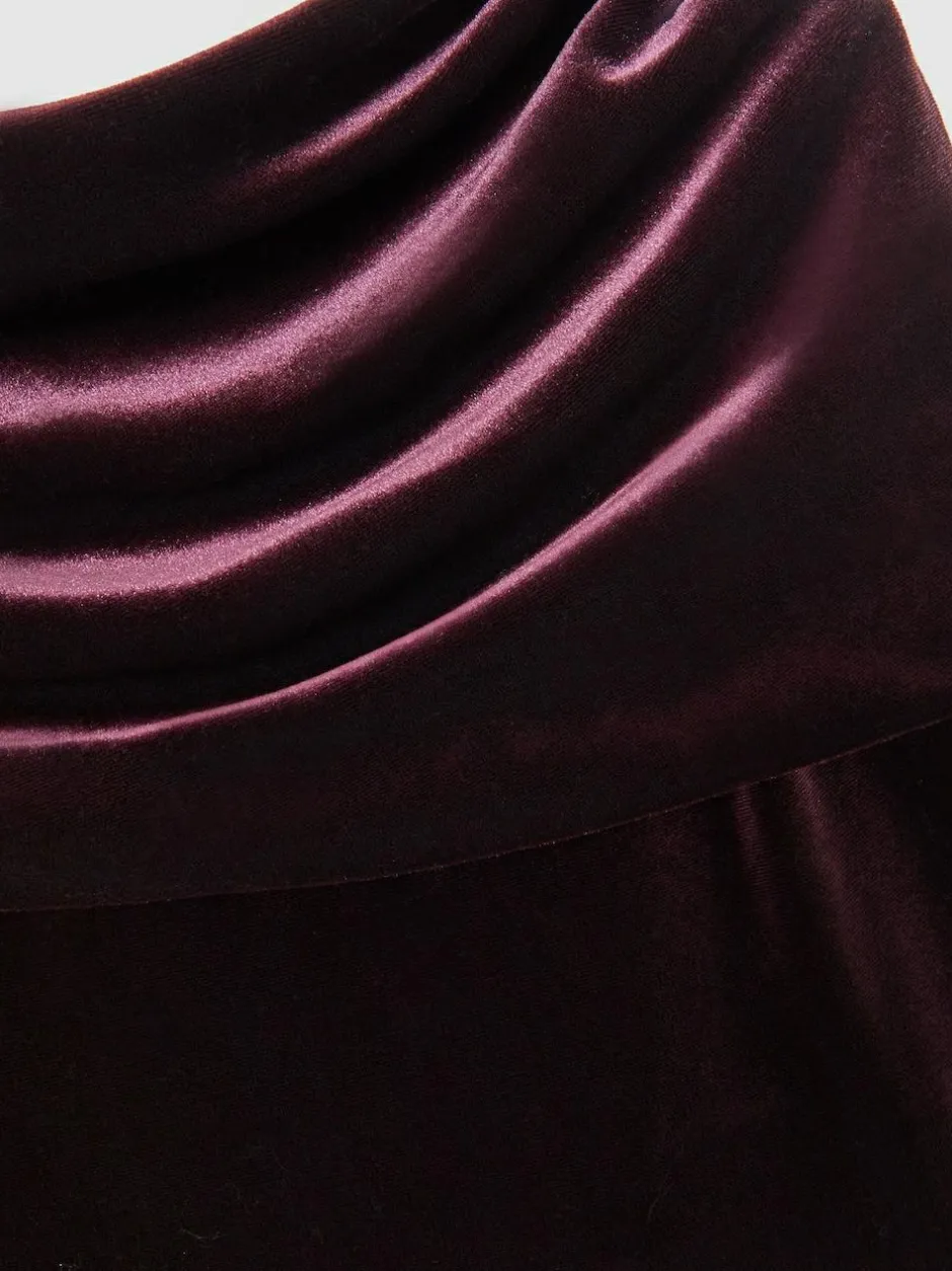 Reiss Burgundy Andria Velvet Drape Strapless Jumpsuit Best