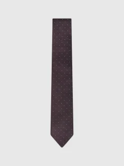 Reiss Burgundy Liam Polka Dot Silk Tie Sale