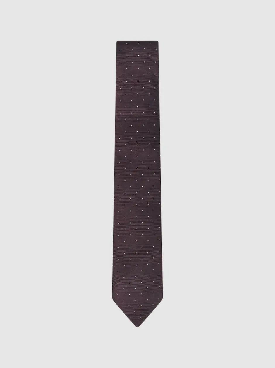Reiss Burgundy Liam Polka Dot Silk Tie Sale