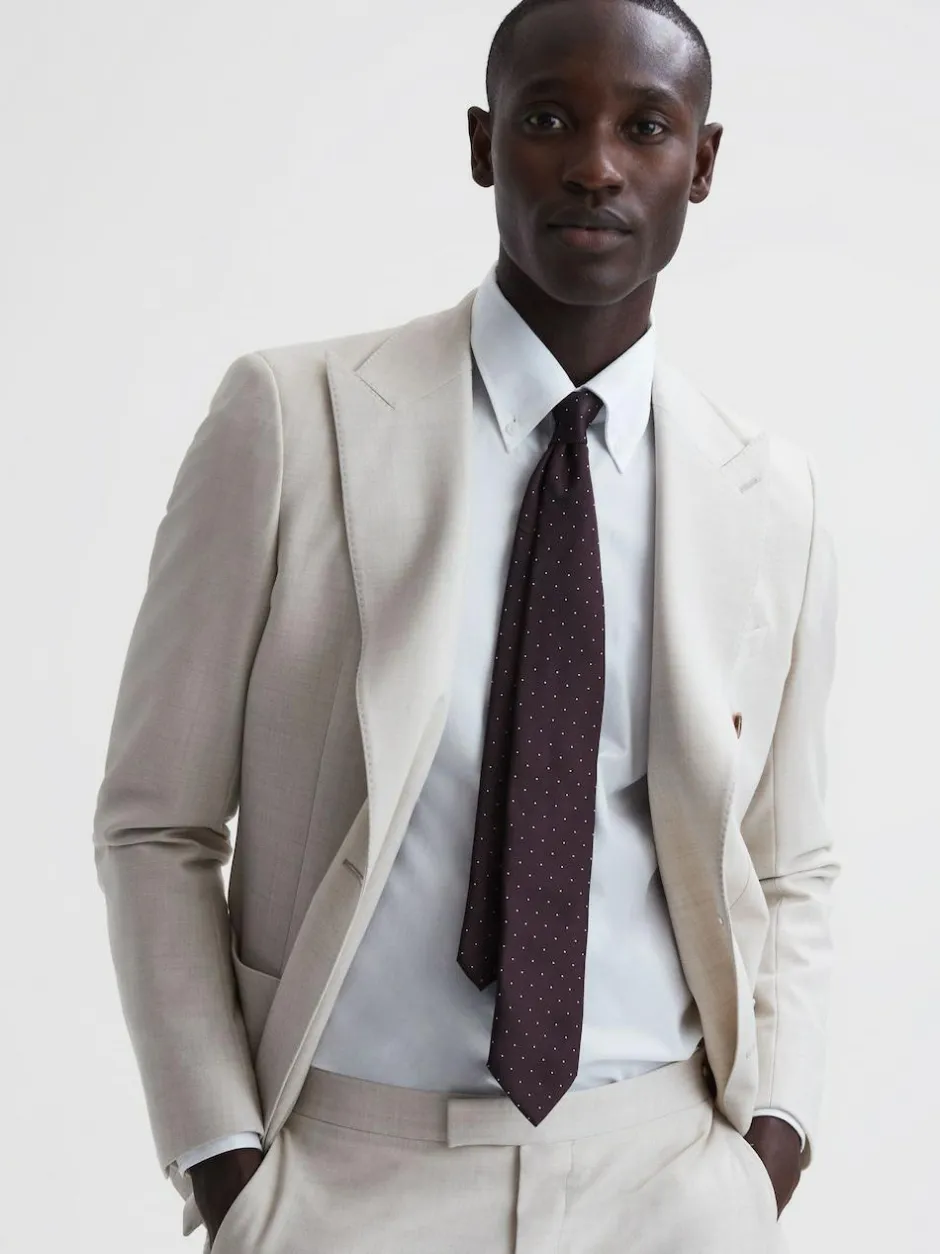Reiss Burgundy Liam Polka Dot Silk Tie Sale