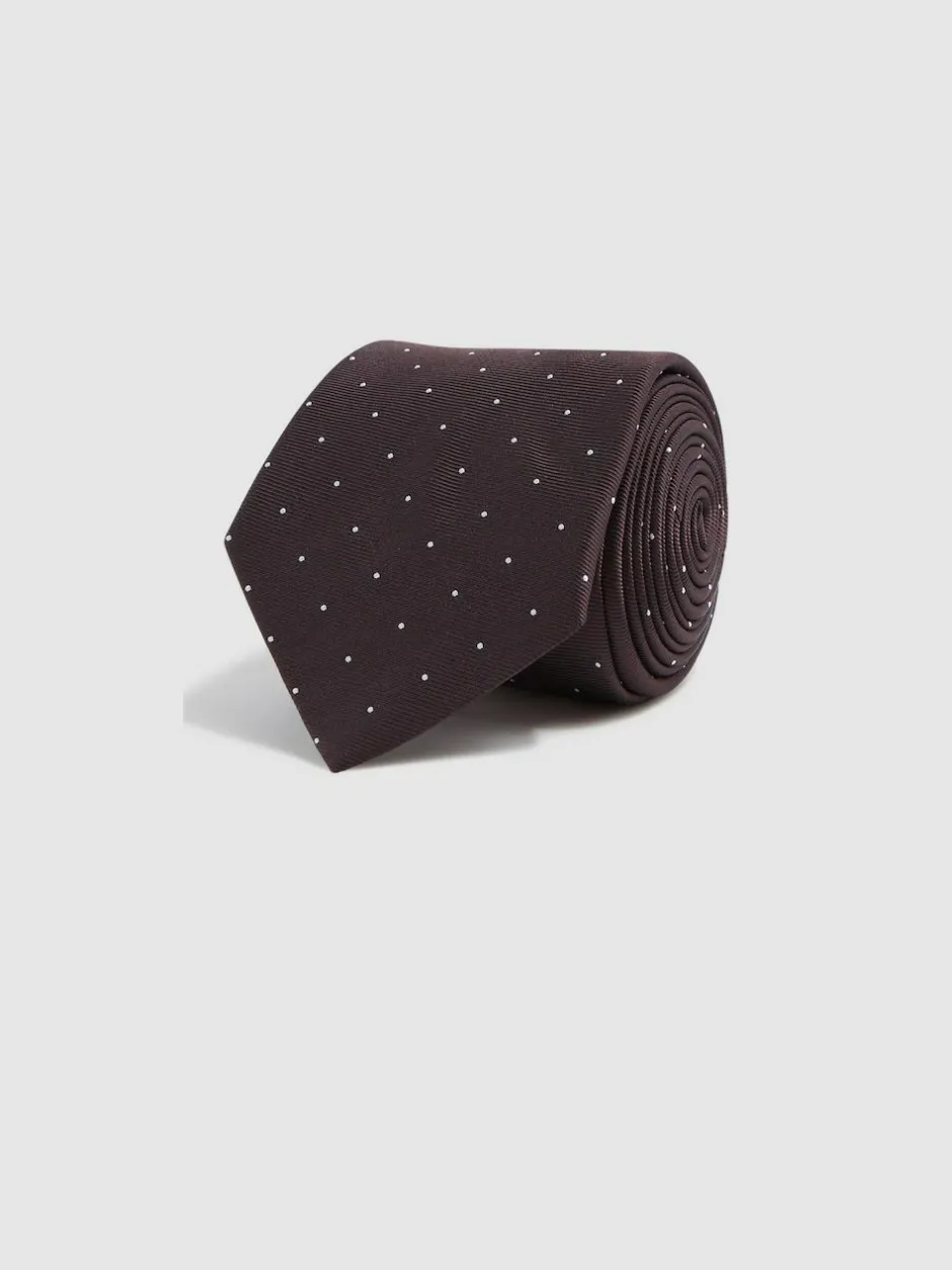 Reiss Burgundy Liam Polka Dot Silk Tie Sale