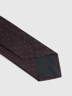 Reiss Burgundy Liam Polka Dot Silk Tie Sale