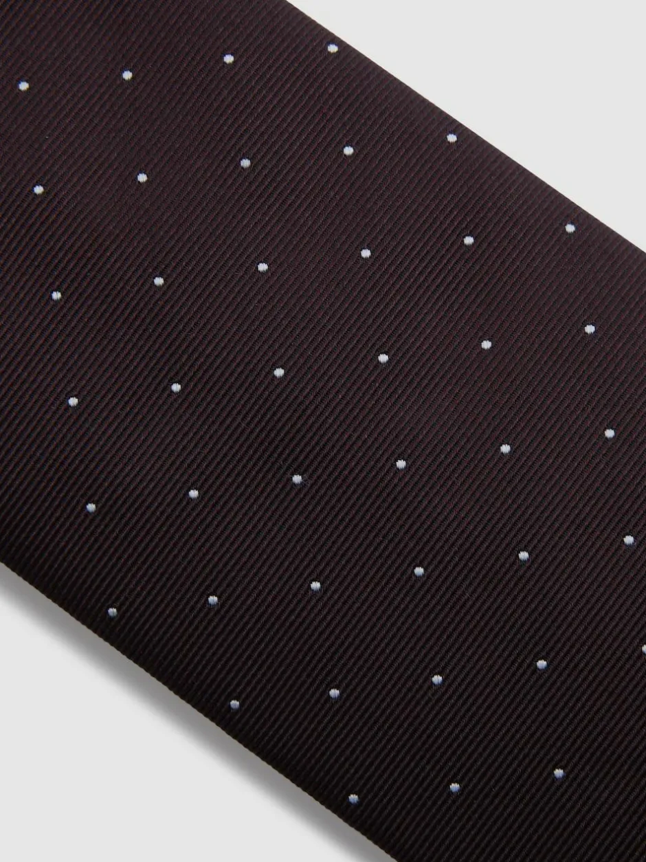 Reiss Burgundy Liam Polka Dot Silk Tie Sale