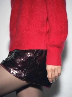 Reiss Burgundy Spence Sequin Shorts Online