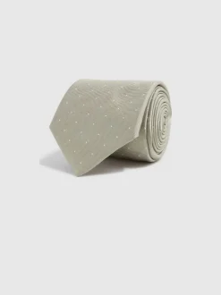 Reiss Champagne Liam Polka Dot Silk Tie Outlet