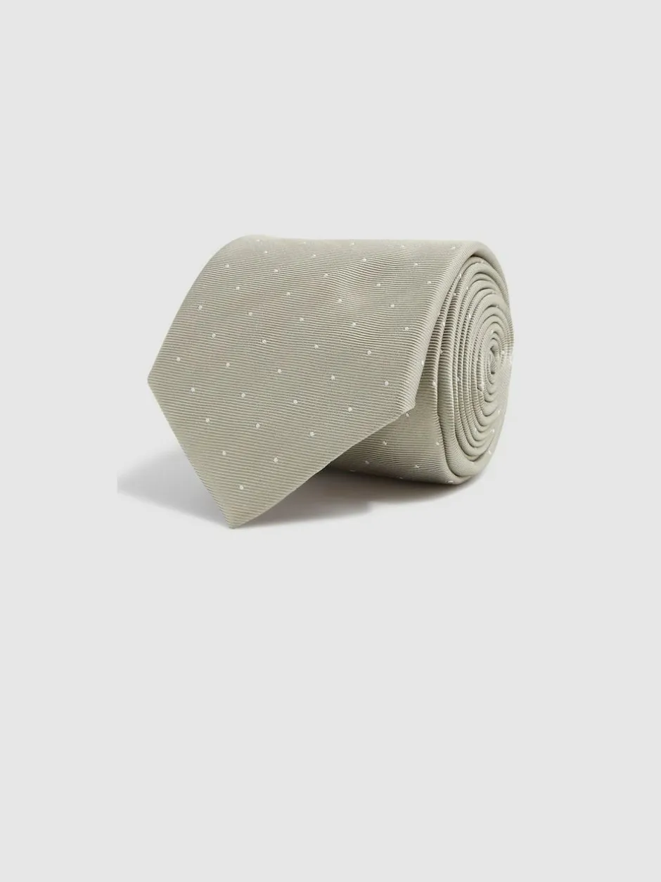 Reiss Champagne Liam Polka Dot Silk Tie Outlet