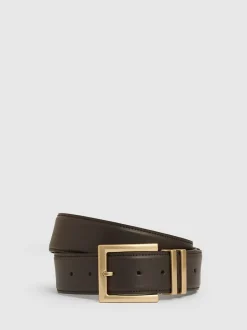 Reiss Brompton Leather Belt Chocolate Hot