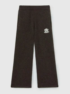 Reiss Chocolate Brown Blake 3-9 yrs Monogram Relaxed Wool-Blend Joggers Unisex Fit New