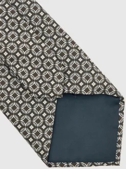 Reiss Chocolate Brown Multi Palmiro Silk Geometric-Print Tie Best