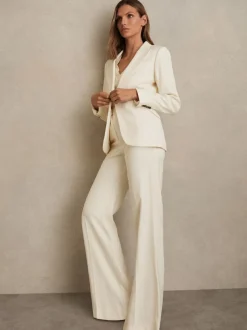 Reiss Cream Millie Single-Breasted Peak-Lapel Tailored Blazer Discount