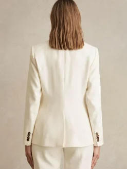 Reiss Cream Millie Single-Breasted Peak-Lapel Tailored Blazer Discount