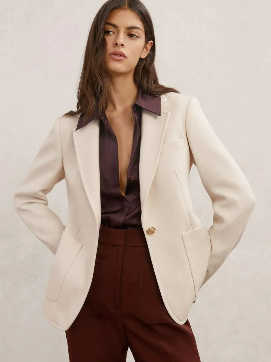 Reiss Cream Soren Wool-Blend Single-Breasted Blazer Hot