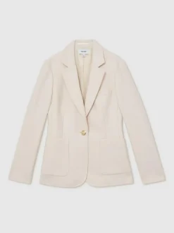 Reiss Cream Soren Wool-Blend Single-Breasted Blazer Hot