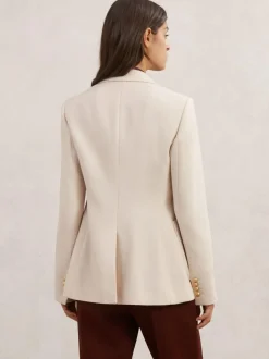 Reiss Cream Soren Wool-Blend Single-Breasted Blazer Hot