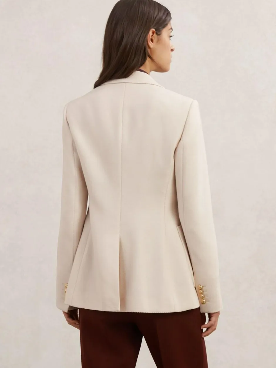 Reiss Cream Soren Wool-Blend Single-Breasted Blazer Hot