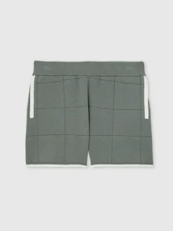 Reiss Barbor 3-9 yrs Tipped Knit Stitch-Detail Shorts Dark Sage Green Online