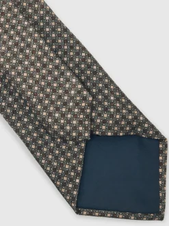 Reiss Dark Sage Multi Nicolo Micro-Square Print Tie With Wool Hot
