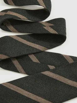 Reiss Sante Wool-Silk Striped Tie Forest Green
