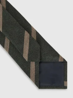 Reiss Sante Wool-Silk Striped Tie Forest Green
