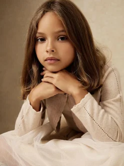 Reiss Gold Abi 9-13 yrs Wool-Blend Metallic Bolero Cardigan