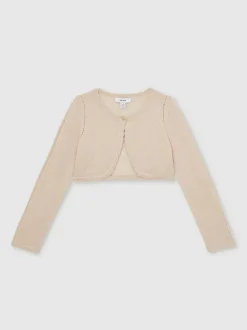 Reiss Gold Abi 9-13 yrs Wool-Blend Metallic Bolero Cardigan
