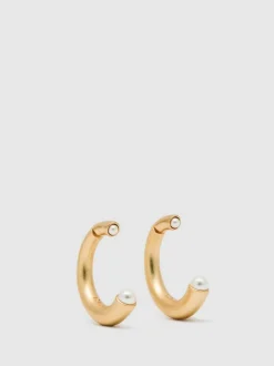 Reiss Gold Anais Tone Pearl Earrings Online