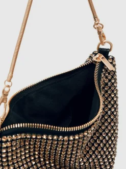 Reiss Leah Crystal Bracelet Pouch Bag Gold Discount