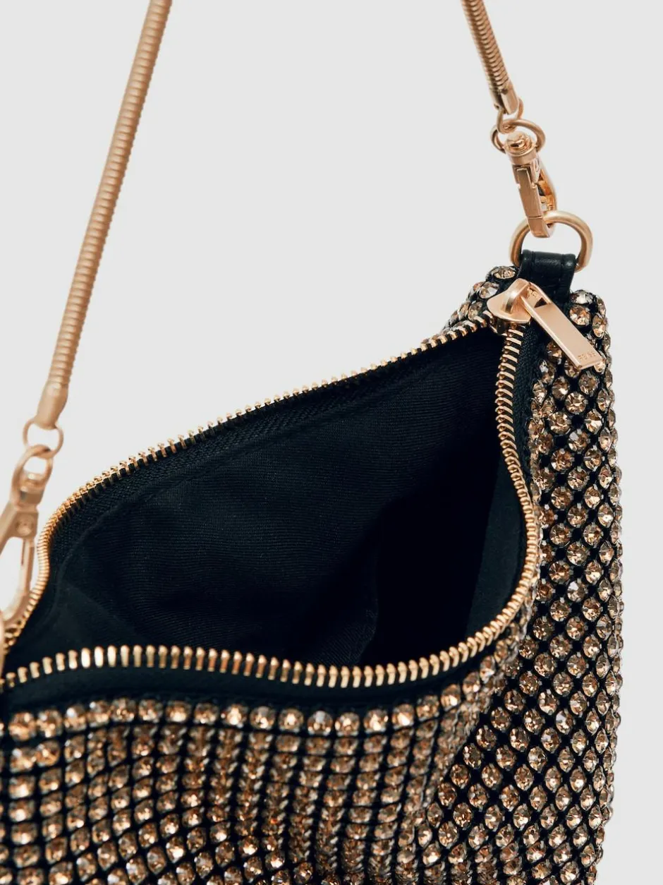 Reiss Leah Crystal Bracelet Pouch Bag Gold Discount