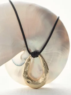 Reiss Gold Tone Momo Molten Link Pendant Necklace New