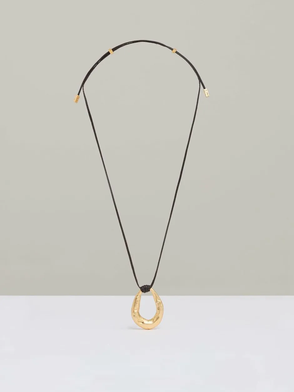 Reiss Gold Tone Momo Molten Link Pendant Necklace New