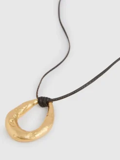 Reiss Gold Tone Momo Molten Link Pendant Necklace New