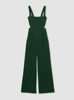 Reiss Dion Wide-Leg Cut-Out Jumpsuit Green Best