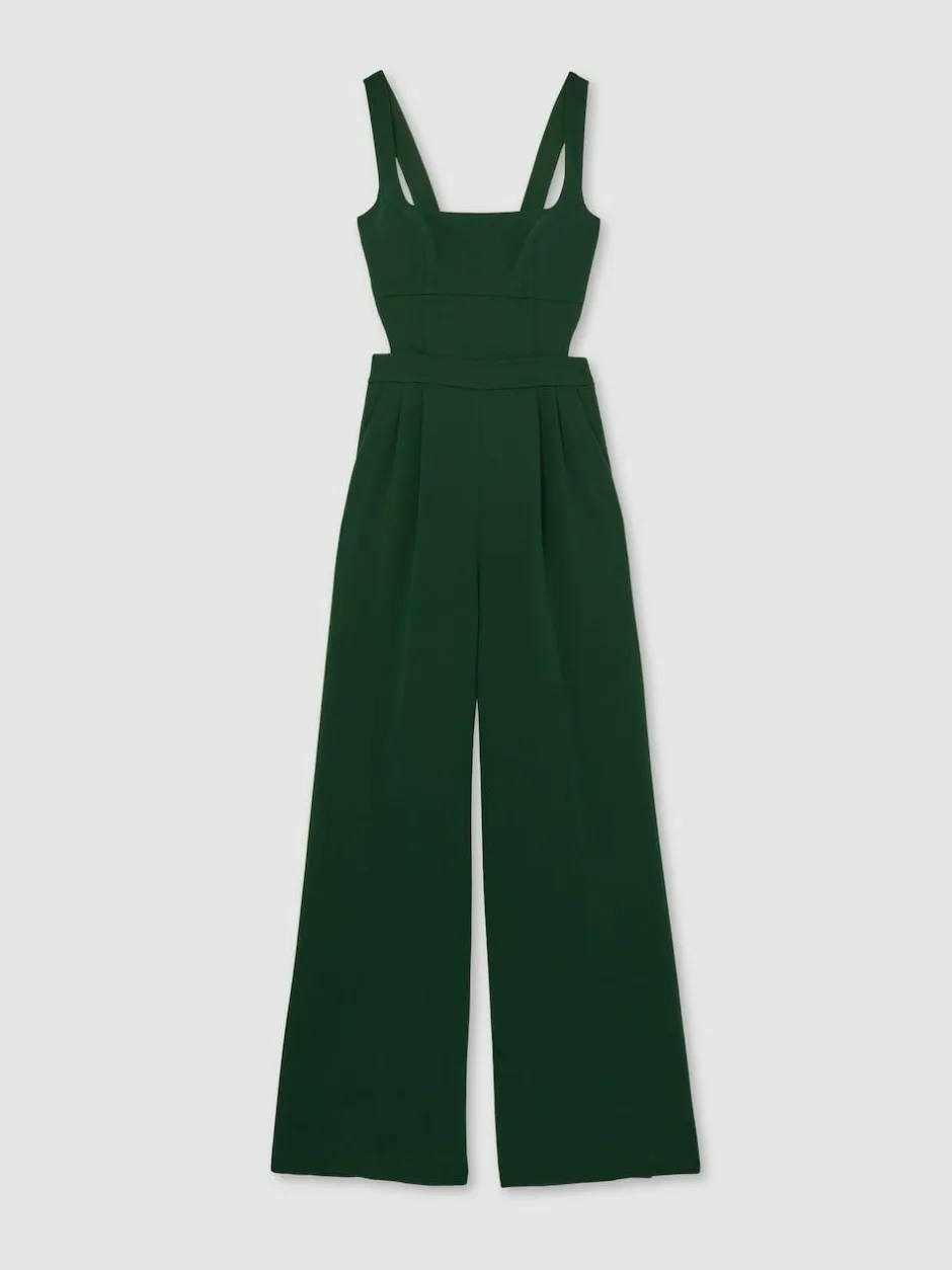 Reiss Dion Wide-Leg Cut-Out Jumpsuit Green Best