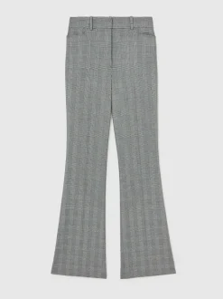 Reiss Grey Brooklyn Check Flared Suit Trousers Clearance