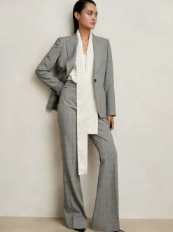 Reiss Grey Brooklyn Single-Breasted Check Suit Blazer New
