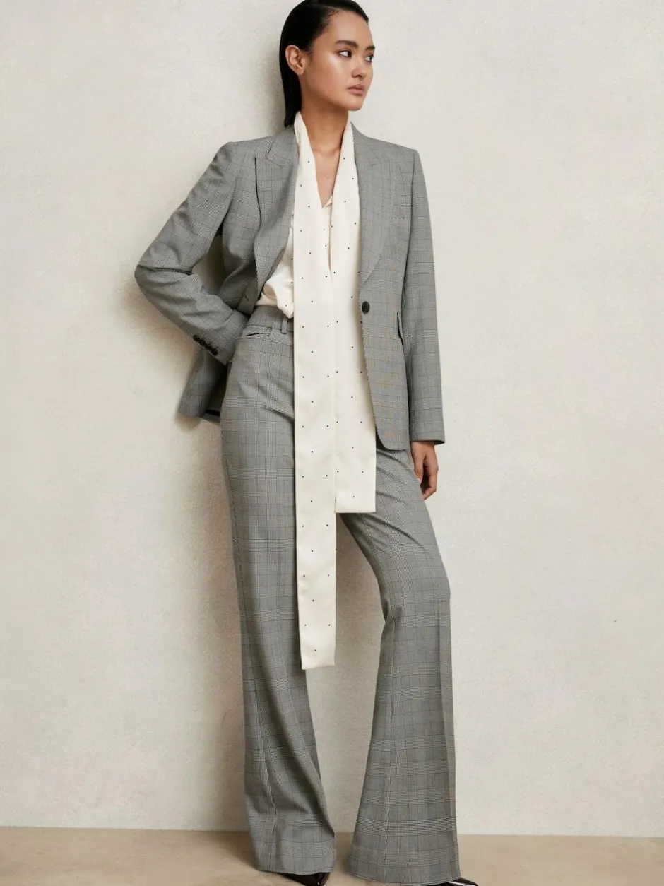 Reiss Grey Brooklyn Single-Breasted Check Suit Blazer New